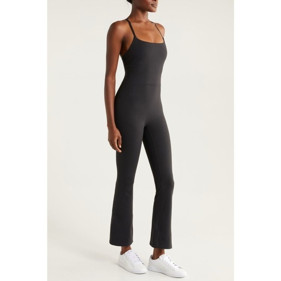 Zella Flex Flare Jumpsuit One-Piece Black Medium - Picture 1 of 8